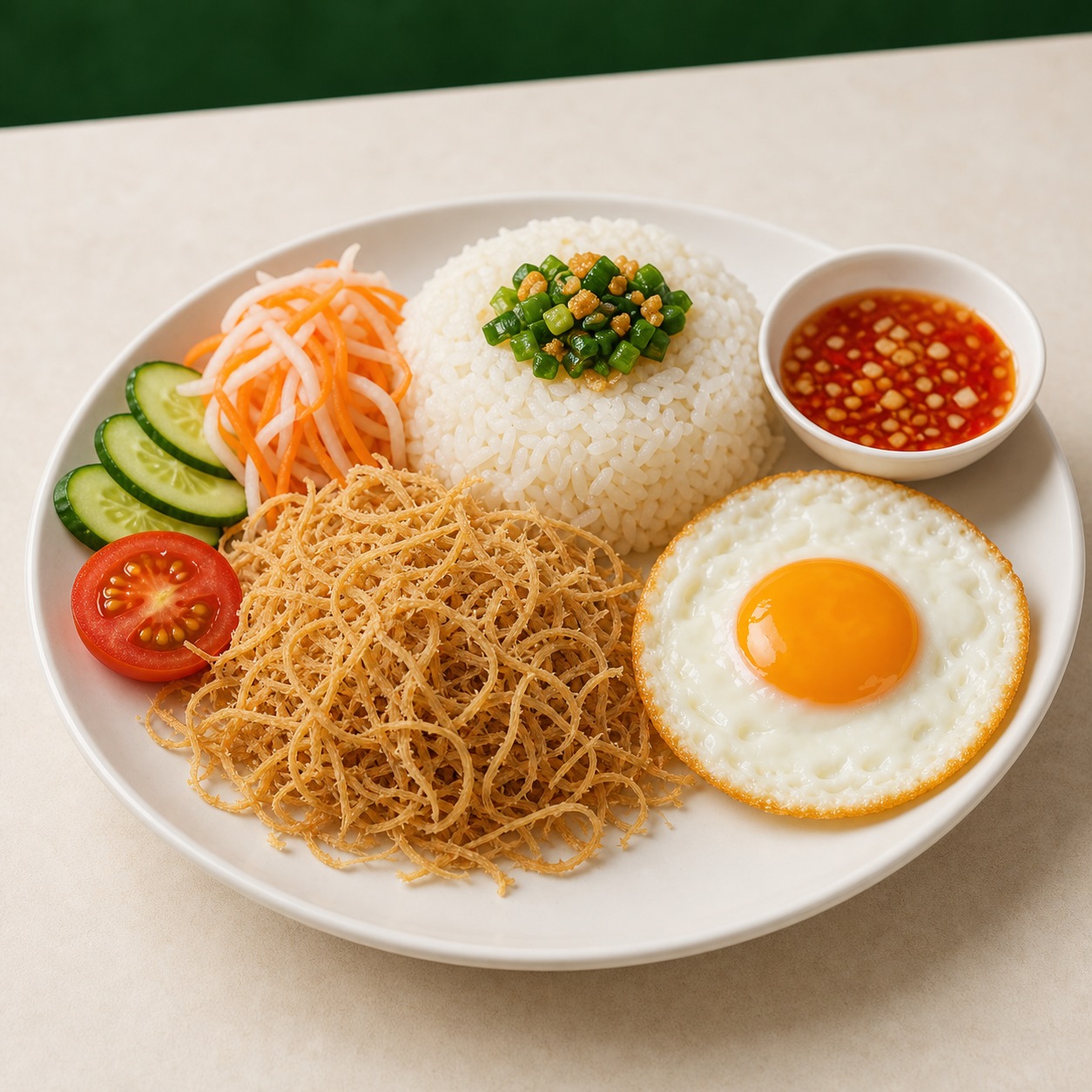 Cơm bì ốp la tại Cơm Tấm Sài Gòn 365