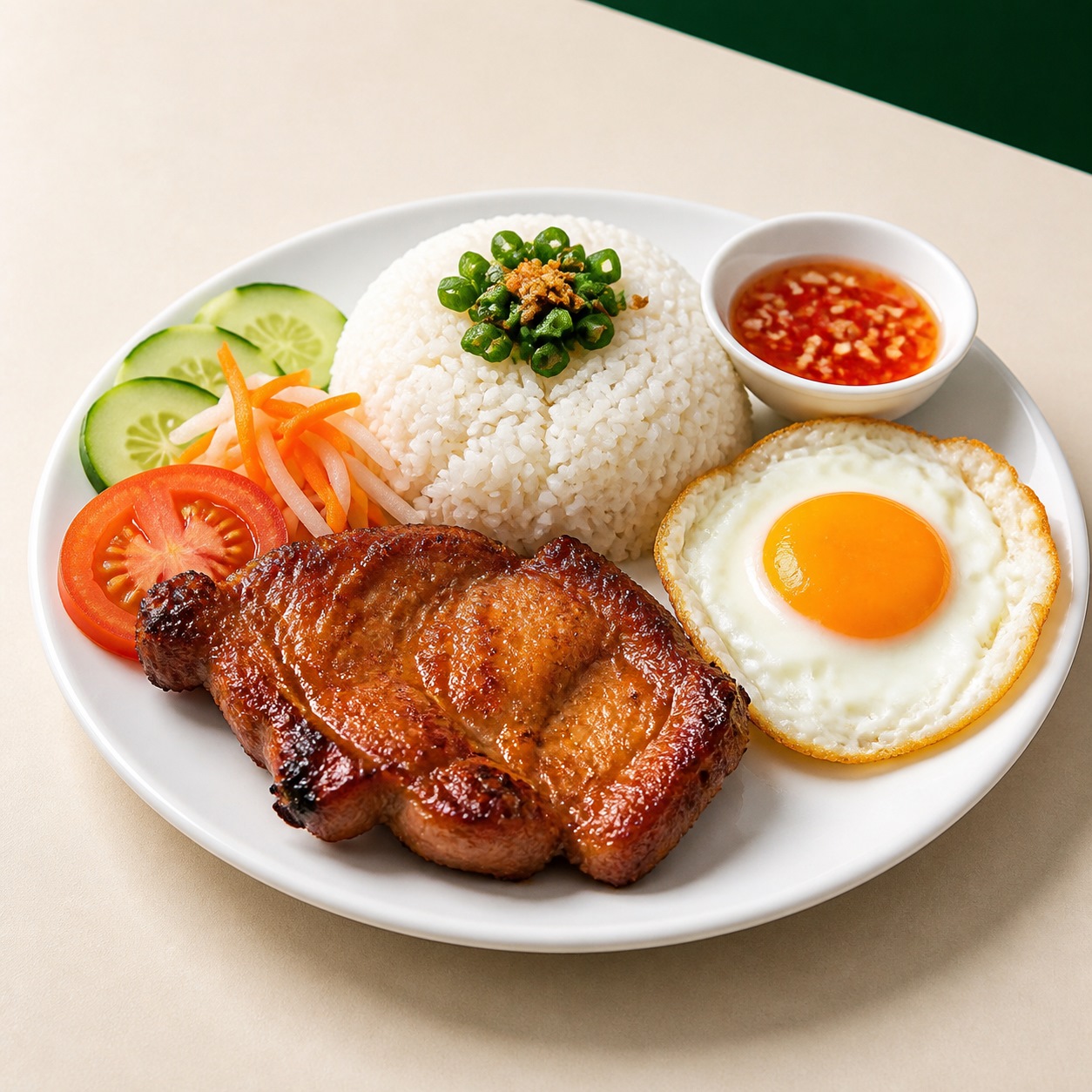 Cơm sườn ốp la tại Cơm Tấm Sài Gòn 365